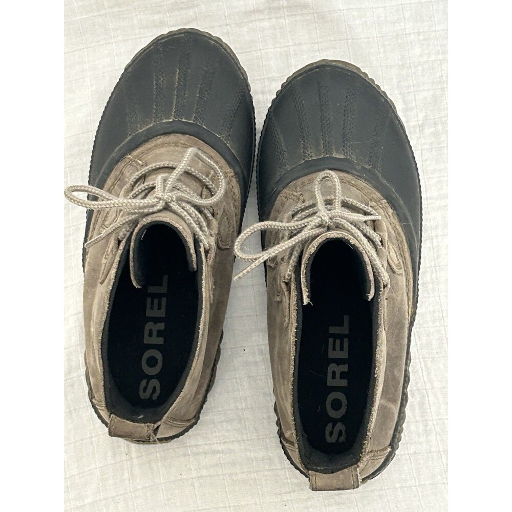SOREL Out N About Mid Ankle Duck Boots Waterproof Black Tan Womens size 7.5 - Picture 3 of 7
